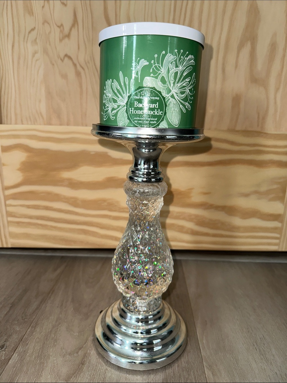 Bath and body works Crystal and Silver glitter Candle pedestal holder